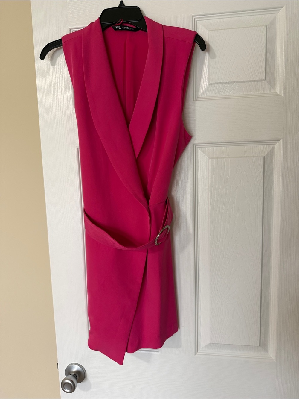 Zara Sleeveless Draped Jumpsuit in Bright Pink